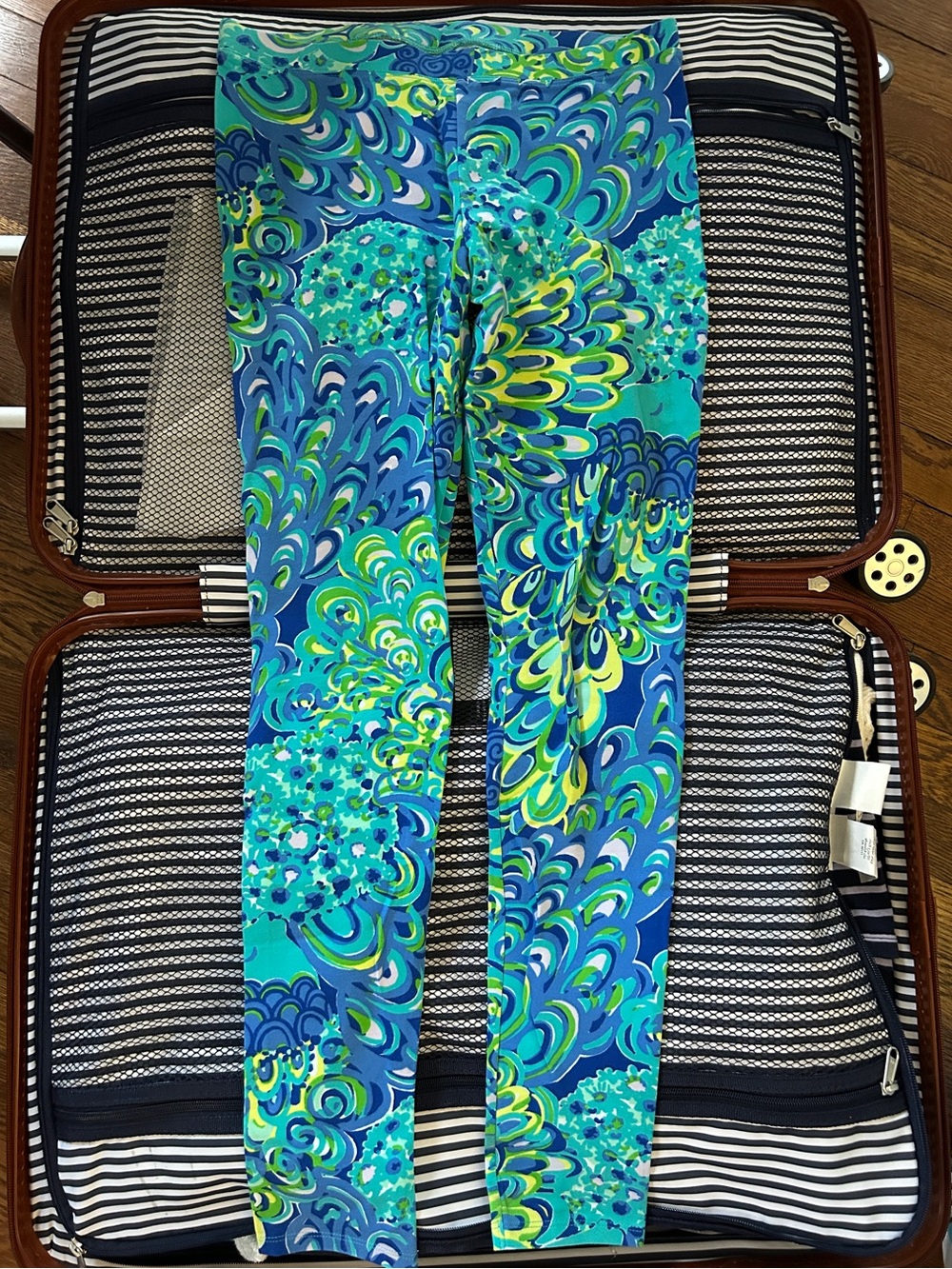 Lilly Pulitzer Girls Blue Green Multi Swirl Print Leggings
